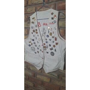 Vintage Elks Lady Vest- 55 unique pins- Bowling, 84 Olympics, more! 57 total